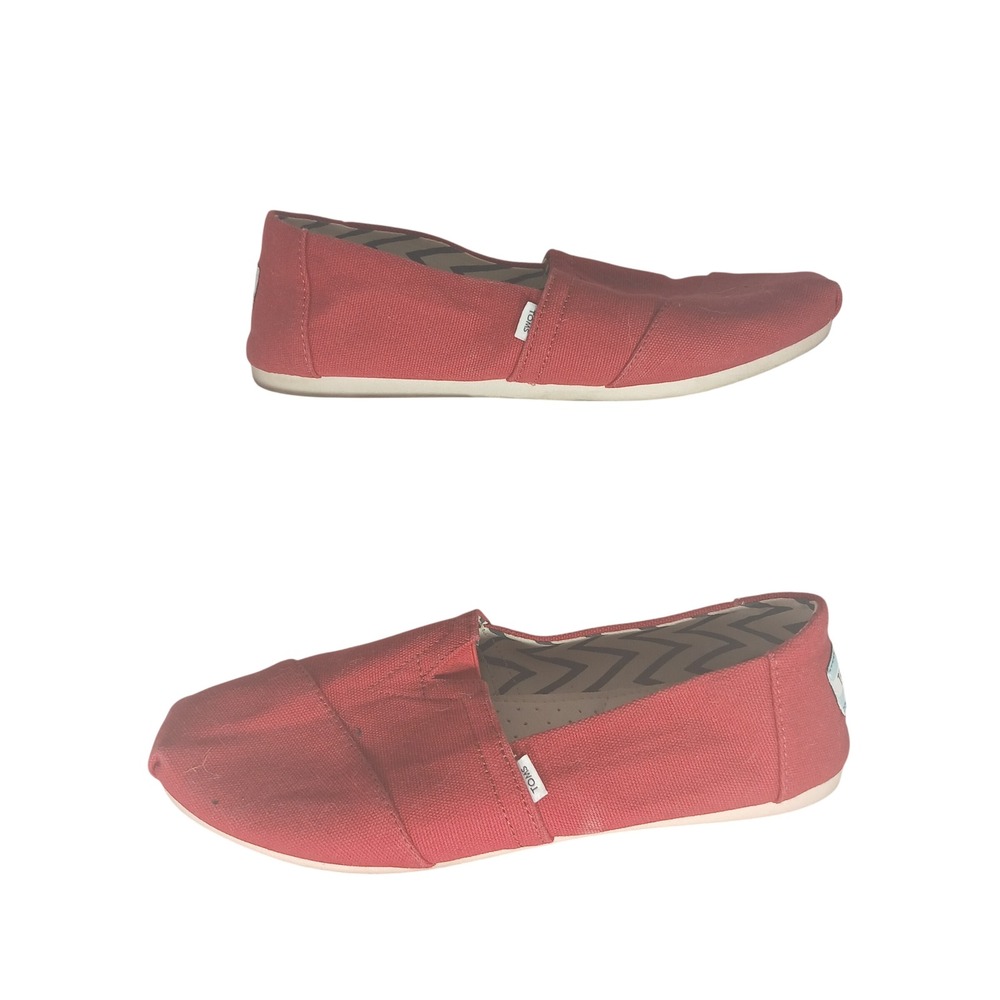 TOMS‎ Red Canvas Alpargata Slip On Flats Shoes Womens 8.5 10017743